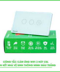 Công Tắc Wifi 3 Nút Liên Kết Nhà Vệ Sinh Thông Minh Màu Trắng
