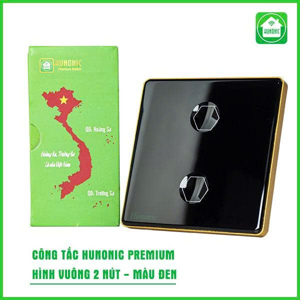 Công Tắc Hunonic Premium Hình Vuông. 2 Nút