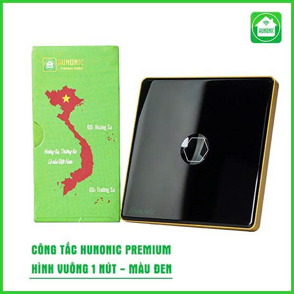 Công Tắc Hunonic Premium Hình Vuông, 1 Nút